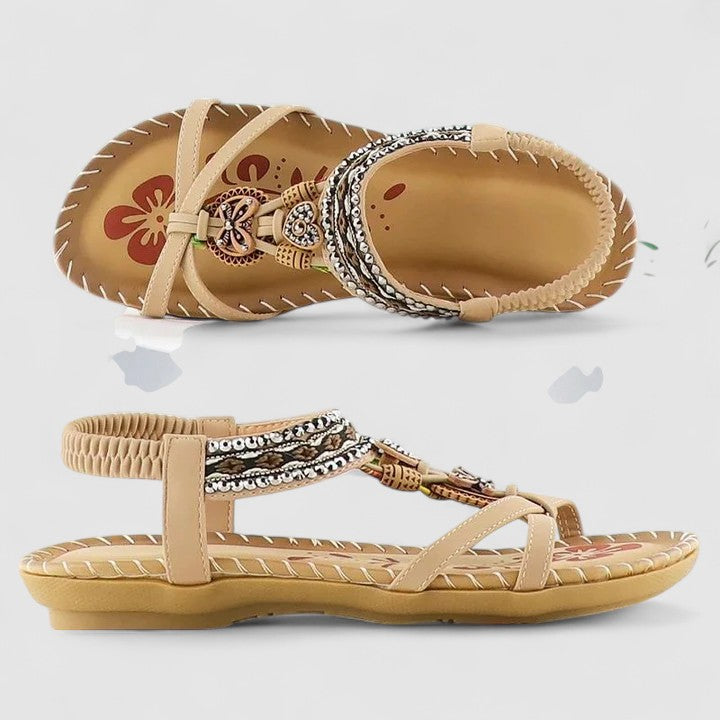 Saoirse | Sandálias Ortopédicas Femininas T-Strap Boho