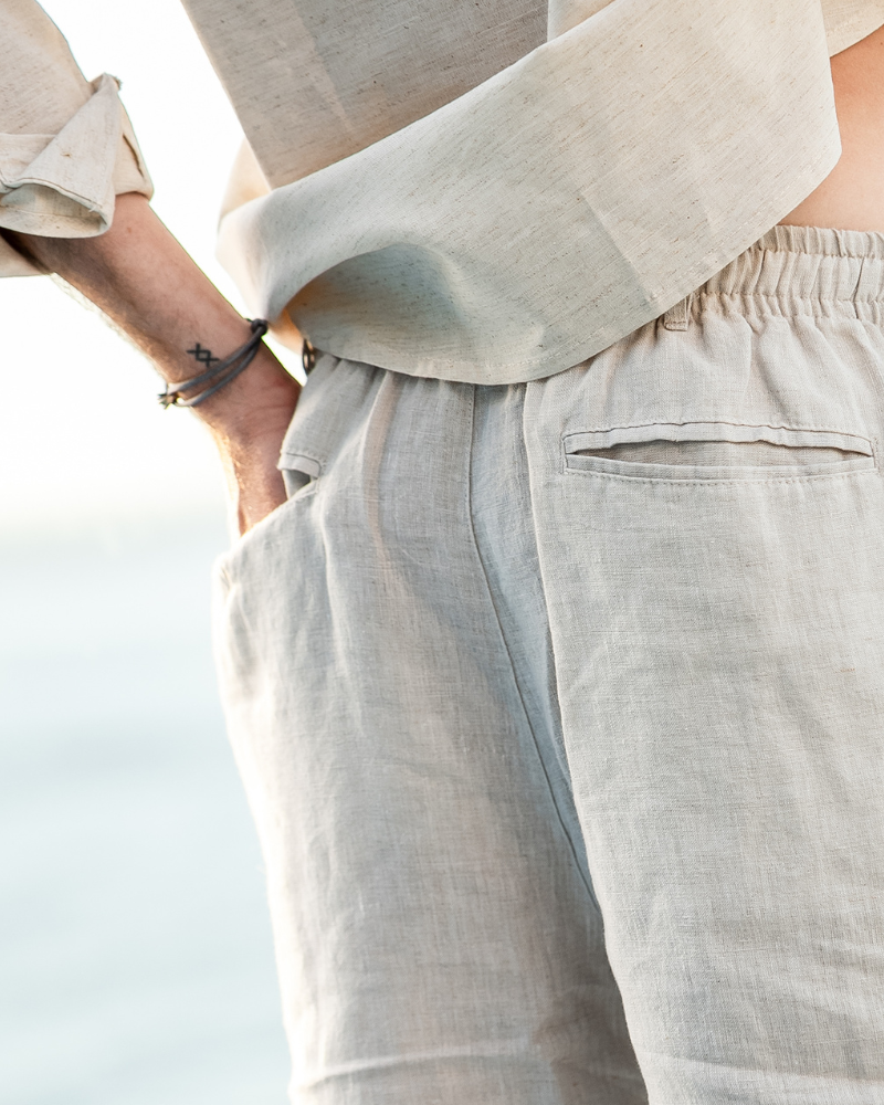 Jolie | Homem Shorts Linho Corte Reto