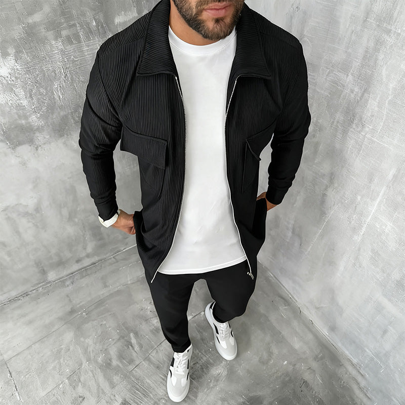 Xanthe | Conjunto Jogging Masculino Canelado com Fecho de Correr
