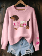 Zinnia | Camisola Tricot Motivo Dachshund Feltro