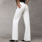 Calças Femininas Flare | Cintura Alta, Wide-Leg | Estilo Casual