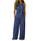 Ximena | Conjunto Feminino Blusa Sem Mangas e Calça Wide Leg