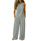 Ximena | Conjunto Feminino Blusa Sem Mangas e Calça Wide Leg