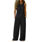 Ximena | Conjunto Feminino Blusa Sem Mangas e Calça Wide Leg