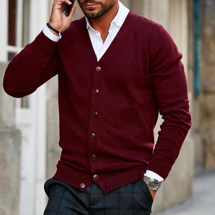 Vera | Homem Cardigan Botões Decote em V