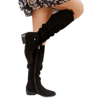 Botas Slouchy Femininas | Camurça, Salto Baixo | Confortável