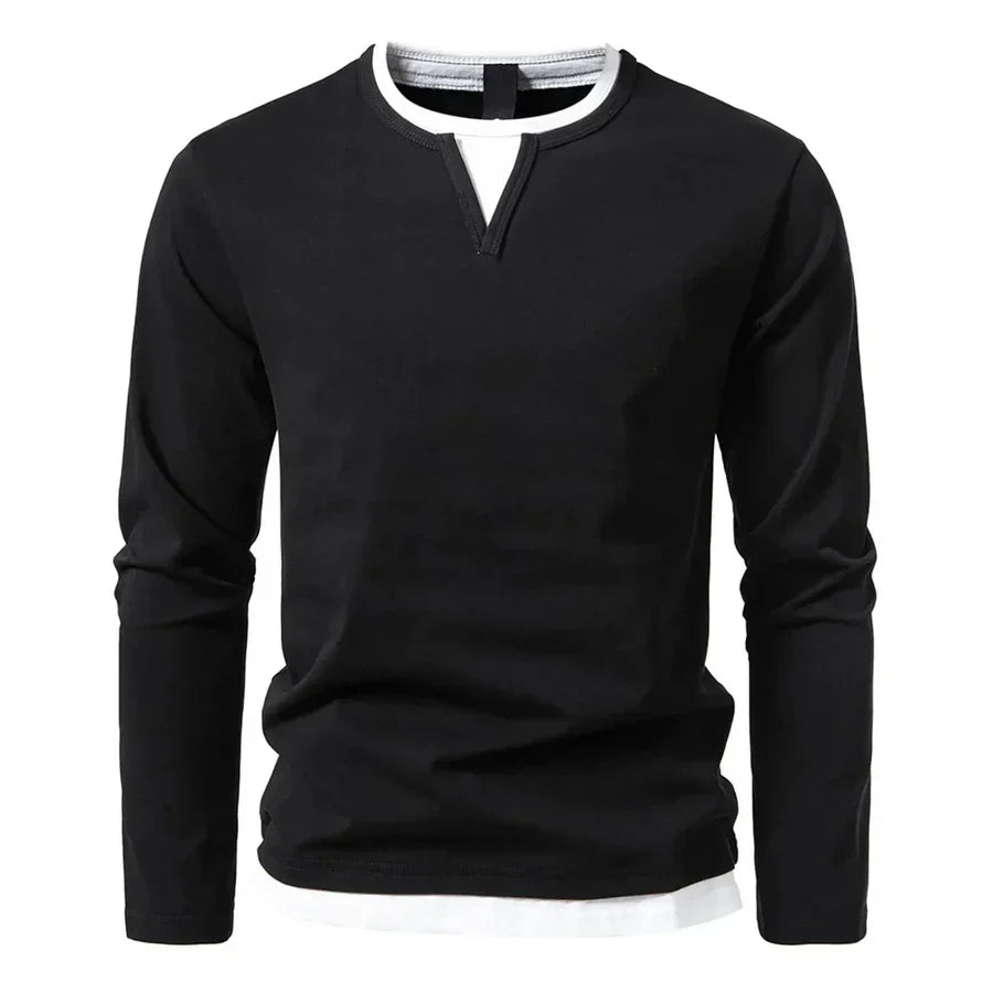 Honor | Homem Camisola Henley Manga Comprida Gola Dividida