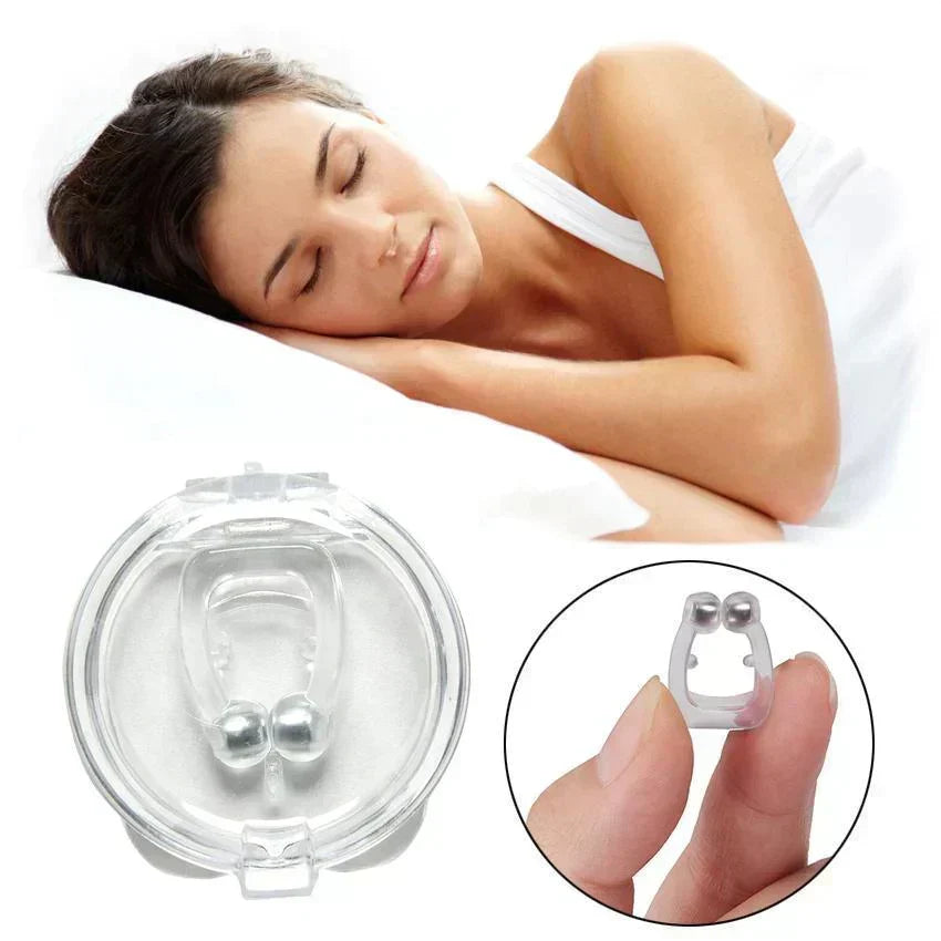 Clipe nasal magnético antiressonar em silicone médico transparente com estojo