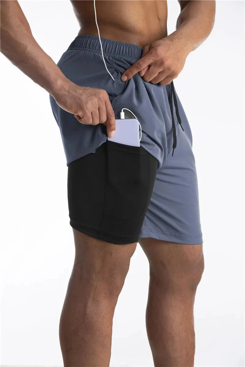 Thea | Homem Calções de Corrida com Liner e Bolso para Telemóvel
