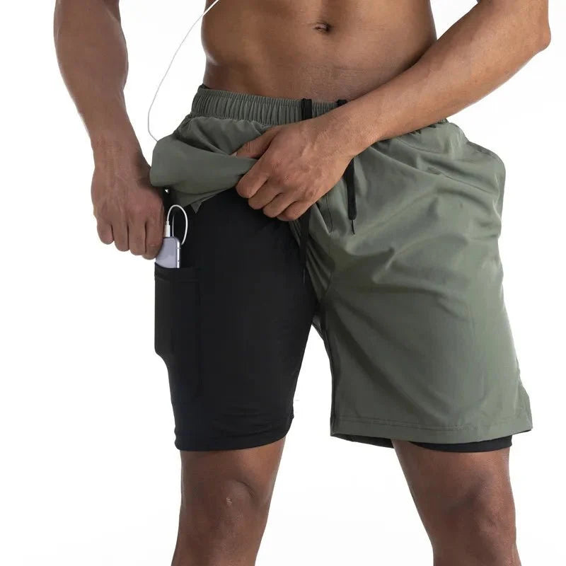 Thea | Homem Calções de Corrida com Liner e Bolso para Telemóvel