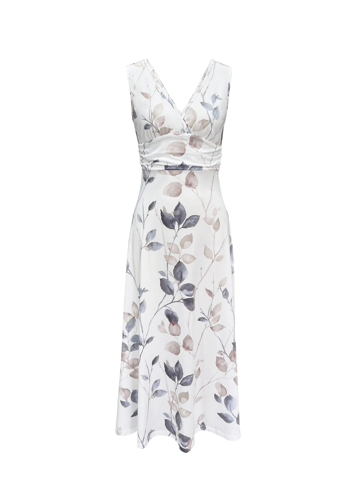 Vestido Longo para Convidada | Estampado Floral, Decote em V, Sem Mangas