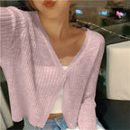 Linnea | Casaco Cropped Feminino Botões Decote V
