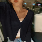 Linnea | Casaco Cropped Feminino Botões Decote V