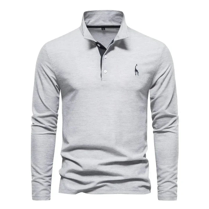 Lux | Homem Polo Manga Longa Algodão Bordado