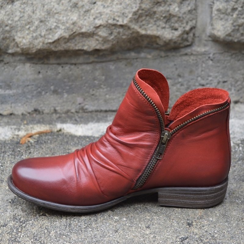 Maren | Mulher Botins com Fecho de Correr Bico Redondo
