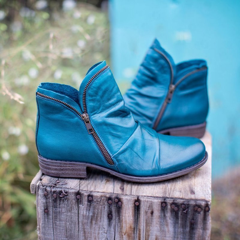 Maren | Mulher Botins com Fecho de Correr Bico Redondo