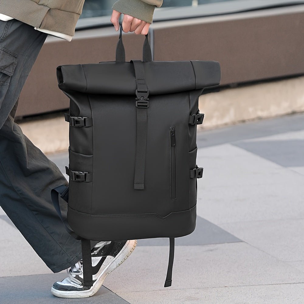 Mochila Masculina Roll-Top Impermeável para Laptop
