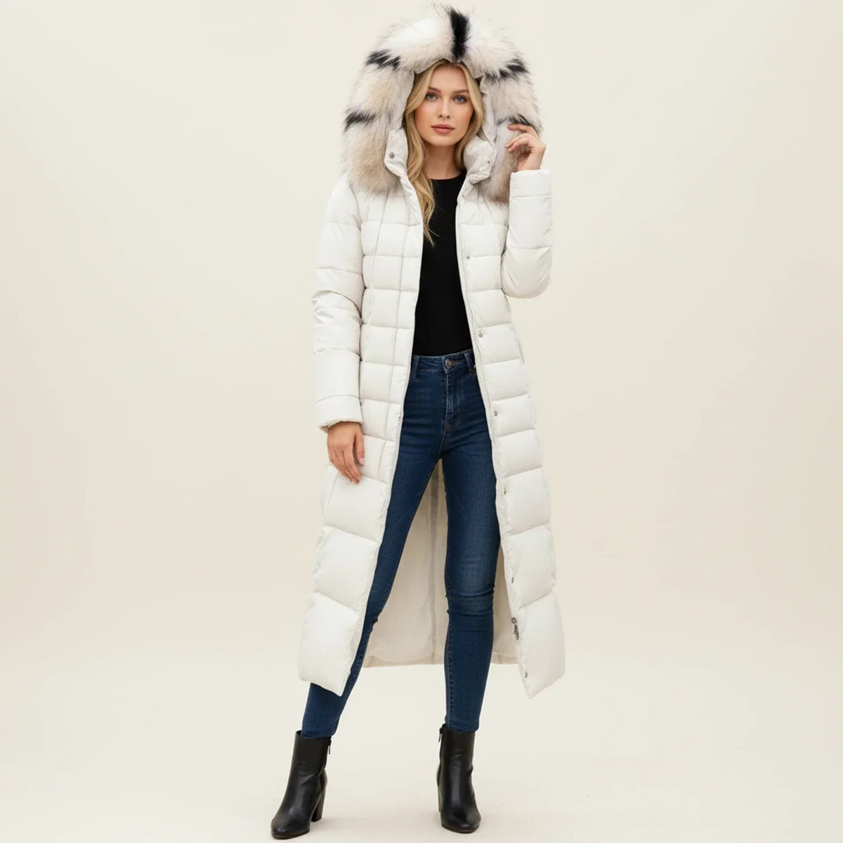 Solveig | Mulher Casaco Puffer Maxi Acolchoado com Capuz e Cinto
