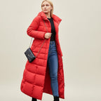 Solveig | Mulher Casaco Puffer Maxi Acolchoado com Capuz e Cinto